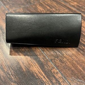 FENDI Twist Black triangle Sunglass Eyeglass case W/ Zucca Pattern Interior